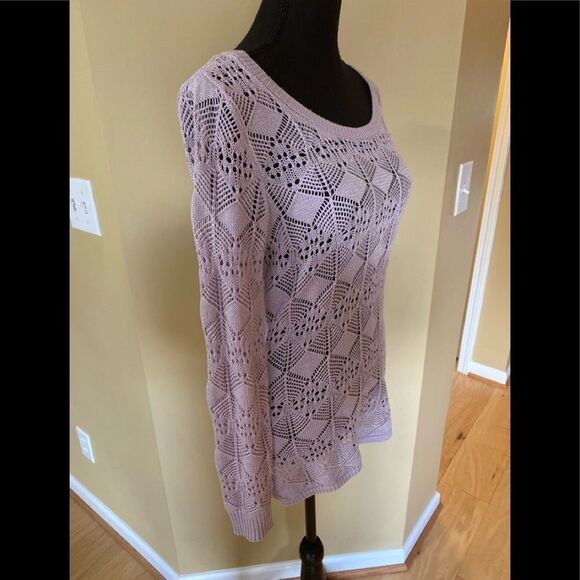 Studio Y size XS never worn keyhole long sleeve lilac sweater with black bow - Picture 5 of 9